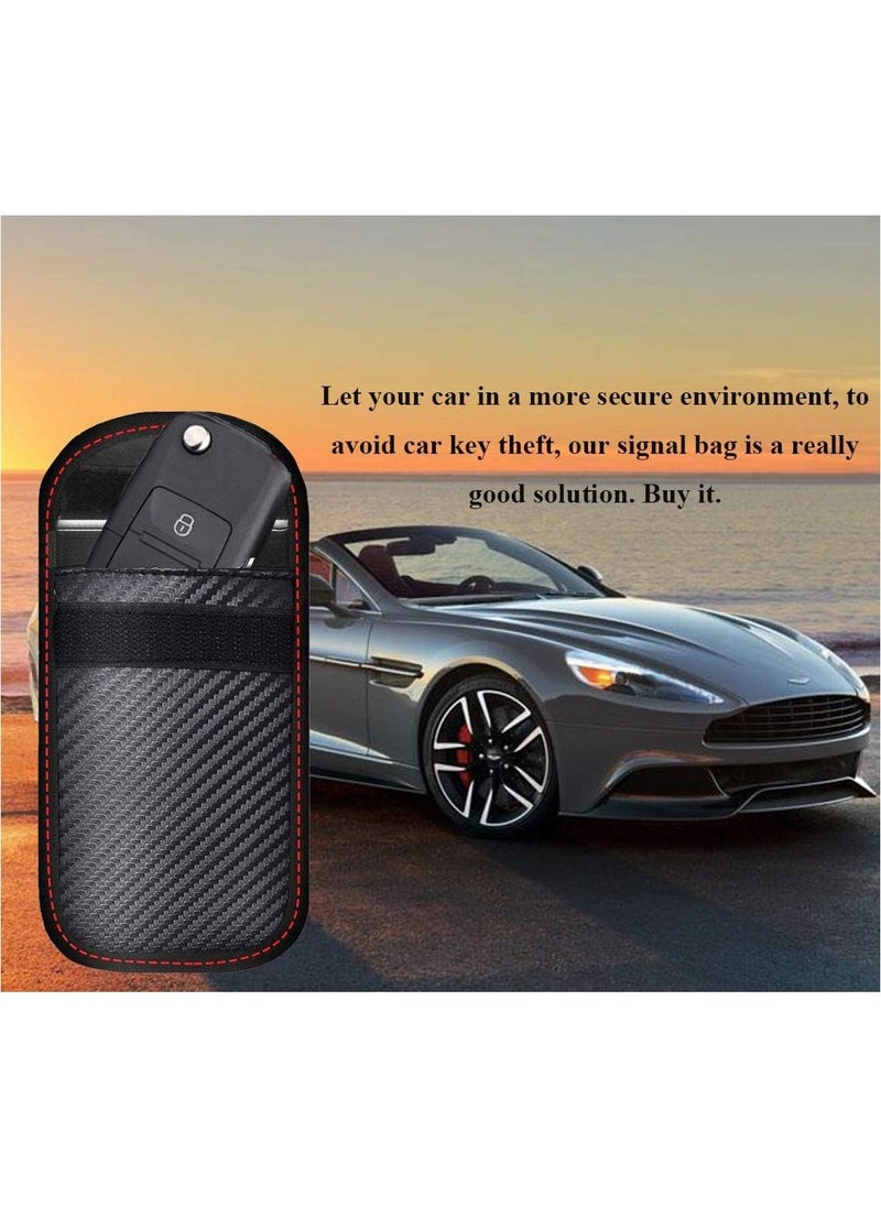 Generic - Upgraded Fit for Faraday Bag for Key Fob, Premium Key Fob Protector, Car Signal Blocking, Car Security Protection, Anti-Theft Pouch, Anti-Hacking Case Blocker, 3D Carbon Fiber Texture (2 Pack) - Image 1