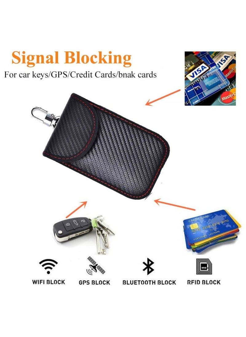 Generic - Upgraded Fit for Faraday Bag for Key Fob, Premium Key Fob Protector, Car Signal Blocking, Car Security Protection, Anti-Theft Pouch, Anti-Hacking Case Blocker, 3D Carbon Fiber Texture (2 Pack) - Image 1