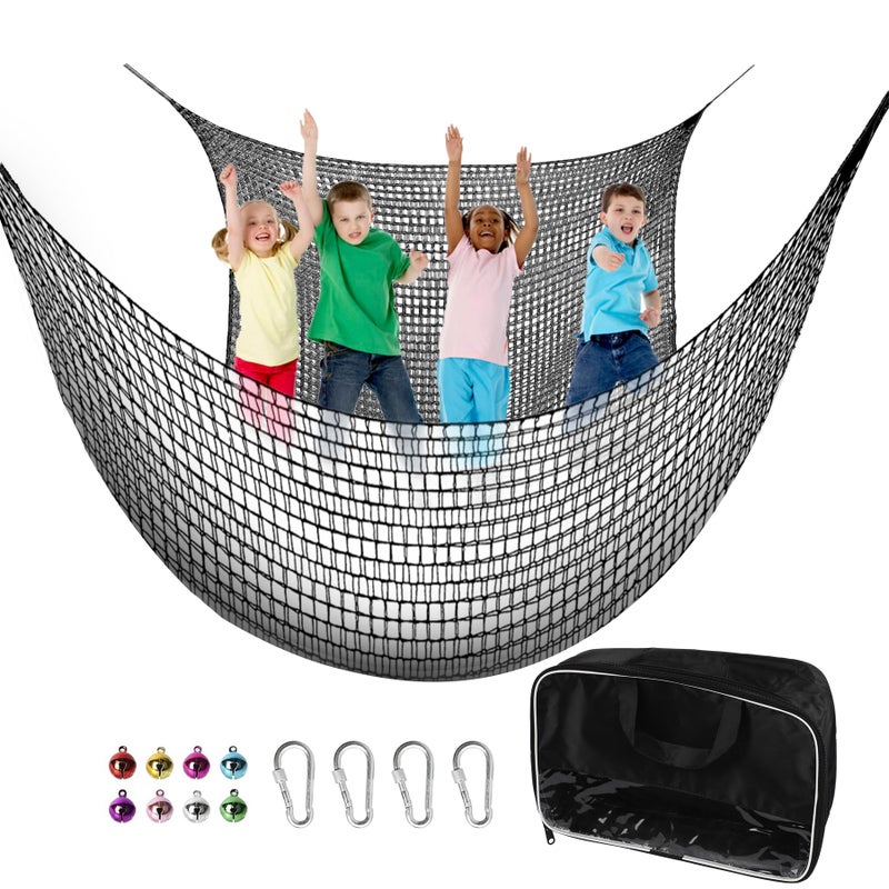 Toriexon Climbing Cargo Net 98 x 98 Double Layers Playground Safety Net with Storage Bag Climbing Net for Kids Outdoor Treehouse