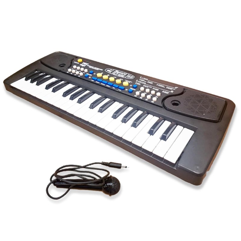 ToyMagic Kids Keyboard with 37 Keys & Microphone|Electronic Piano for Beginners|Portable Rechargable Keyboard Piano|USB Charging|48 x 17Cm Black Color|Best Gift for 3+ Years|Made in India - Image 1