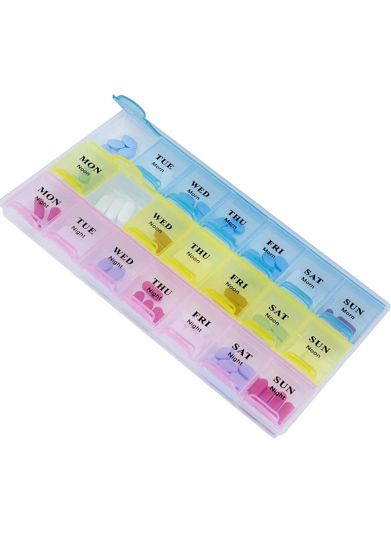 7-Day Weekly AM PM Pill Organizer – Large 3 Times a Day Pill Case, Pill Box for Vitamins, Supplements, Medication, Travel-Friendly, Easy to Use, Secure Compartments for Daily Dosage - Image 1