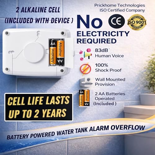 Swarn Jal Water Tank Alarm Overflow by Swarn Jal, Water Bell, Cell/Battery Powered, Loud Human Voice, Brass Sensors 100% Shock Proof, 1-3 Years Cell Life, 1 Year Complete Warranty + 20M Wire - Image 5
