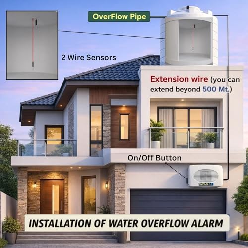Swarn Jal Water Tank Alarm Overflow by Swarn Jal, Water Bell, Cell/Battery Powered, Loud Human Voice, Brass Sensors 100% Shock Proof, 1-3 Years Cell Life, 1 Year Complete Warranty + 20M Wire - Image 4