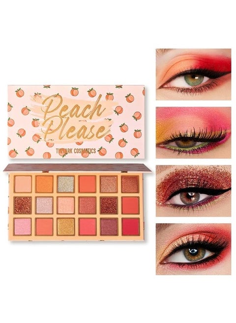 Peach Please 18 Colour Eyeshadow Palette for Beauty - Eyeshadow Cosmetics with Matte Metallic Sparkle Shimmer Pink & Highlighter Eye Makeup for Girls & Powder Eye Shadow Pallet