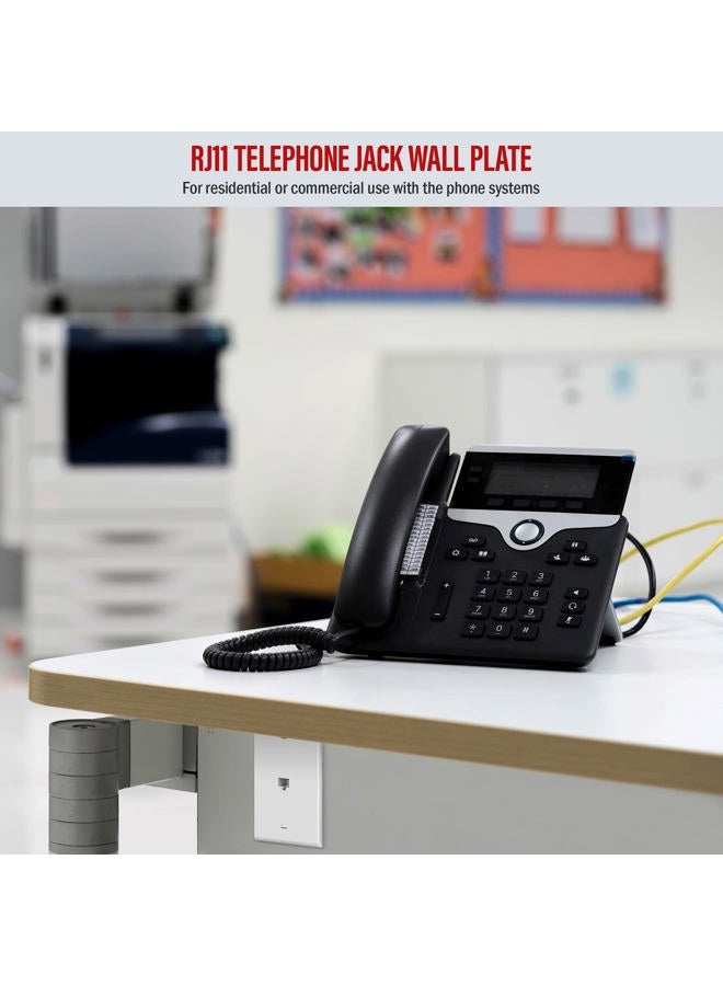 ENERLITES لوحة حائط جاك هاتف RJ11، لأنظمة الهاتف ISDN/VoIP/LAN/PBX، 6P4C أو 6P6C (دعم خطين)، 1-جماعة 4.50" × 2.76"، أبيض 1 عبوة أبيض 6631-W 1 - Image 2