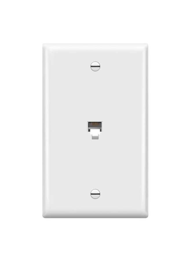 ENERLITES لوحة حائط جاك هاتف RJ11، لأنظمة الهاتف ISDN/VoIP/LAN/PBX، 6P4C أو 6P6C (دعم خطين)، 1-جماعة 4.50" × 2.76"، أبيض 1 عبوة أبيض 6631-W 1 - Image 1