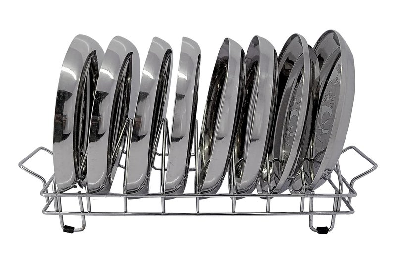 STONE STONE Stainless Steel Plate Rack | Dish Rack | Thali Stand | Plate Stand |Dish Stand | Lid Holder | Plate Fixer | Dish Drainer | Utensil Rack for Kitchen Accessories (8 Plate Storage) - Image 5