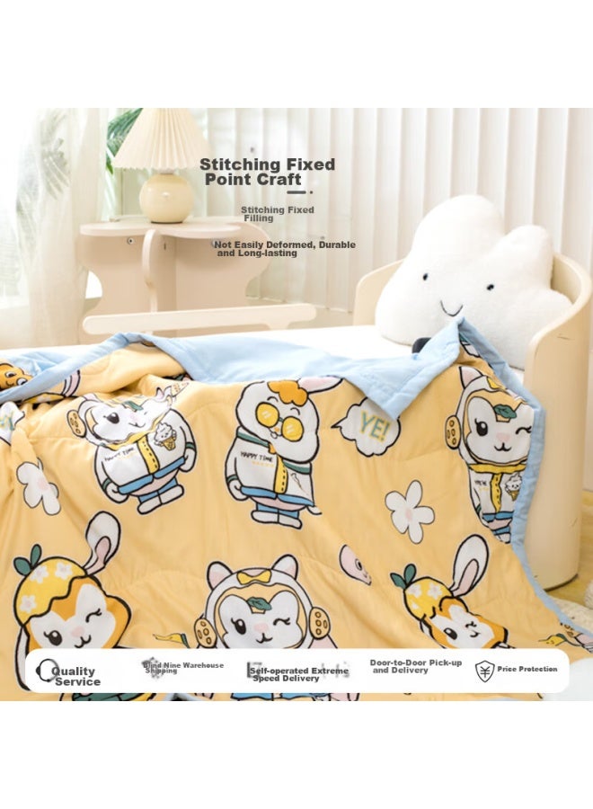9i9 Baby Quilt, Summer Cool Quilt For Infants, Kindergarten Thin Quilt, Washable Cotton Children's Air Conditioning Quilt, 145*110cm, A35 Rabbit - Image 3