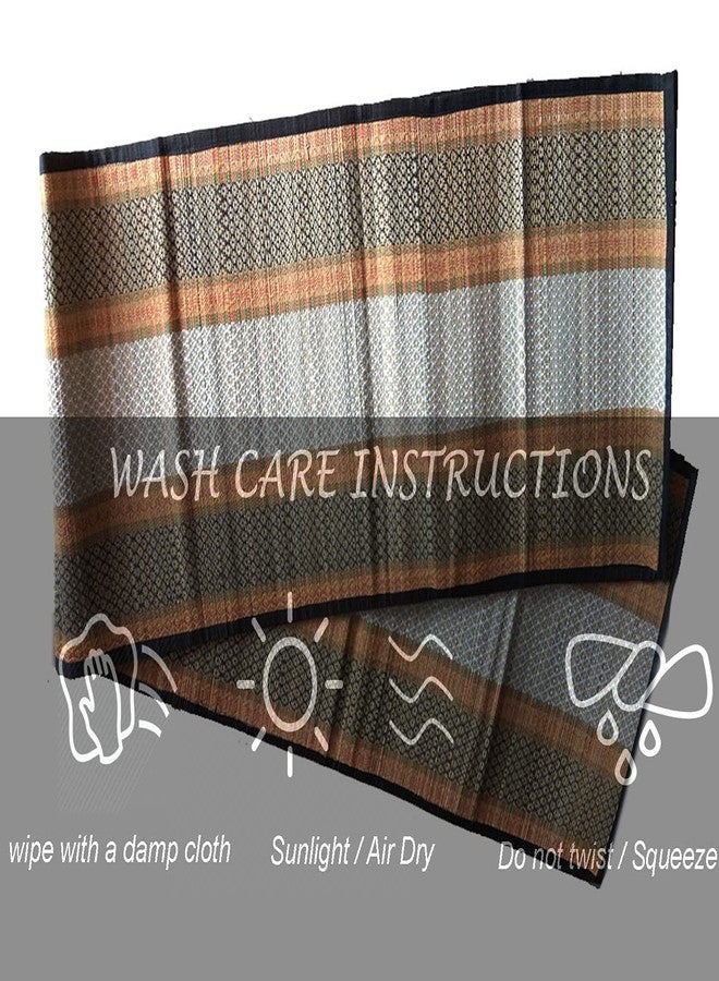 SKIVE Chatai Mats for Home with Handle madurkathi River Grass Handmade Korai Pai,Mats Chatai Sleeping Mats Handcrafts Natural Traditional Chatai Floor Mat with Handle (6.4 * 4.5, Black) - Image 3