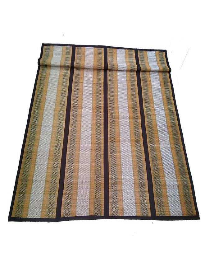 SKIVE Chatai Mats for Home with Handle madurkathi River Grass Handmade Korai Pai,Mats Chatai Sleeping Mats Handcrafts Natural Traditional Chatai Floor Mat with Handle (6.4 * 4.5, Black) - Image 2