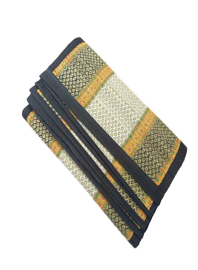 SKIVE Chatai Mats for Home with Handle madurkathi River Grass Handmade Korai Pai,Mats Chatai Sleeping Mats Handcrafts Natural Traditional Chatai Floor Mat with Handle (6.4 * 4.5, Black) - Image 1