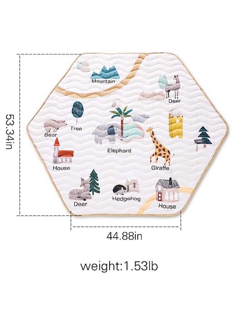 Captaintech - Hexagon Baby Play Mat Non Slip Soft Rug with Adorable Woodland Animals Perfect for Nursery and Play Areas - Image 1