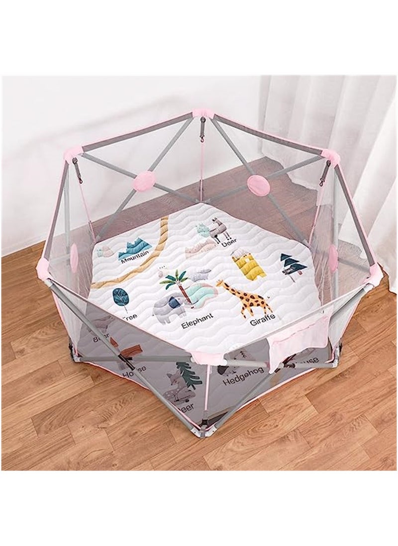 Captaintech - Hexagon Baby Play Mat Non Slip Soft Rug with Adorable Woodland Animals Perfect for Nursery and Play Areas - Image 1