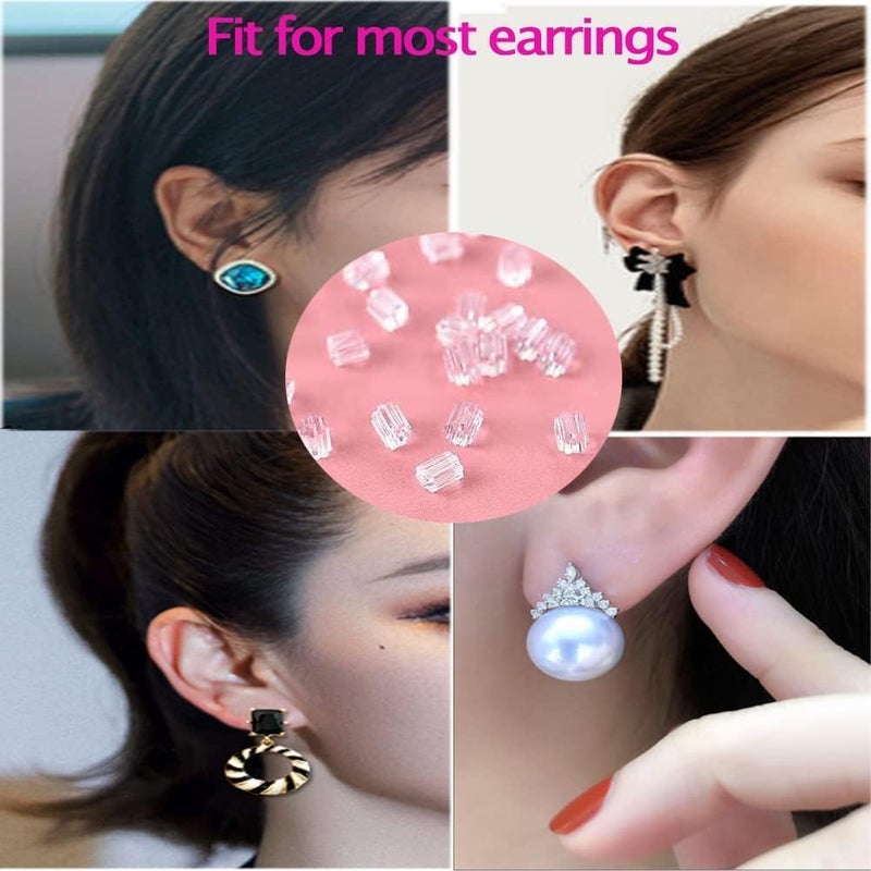 NEoogod Silicone Earring Backs, 200PCS Soft Clear Rubber Earring Backs Replacements for Droopy Ears/Studs/Heavy Earring,Hypoallergenic - Image 3