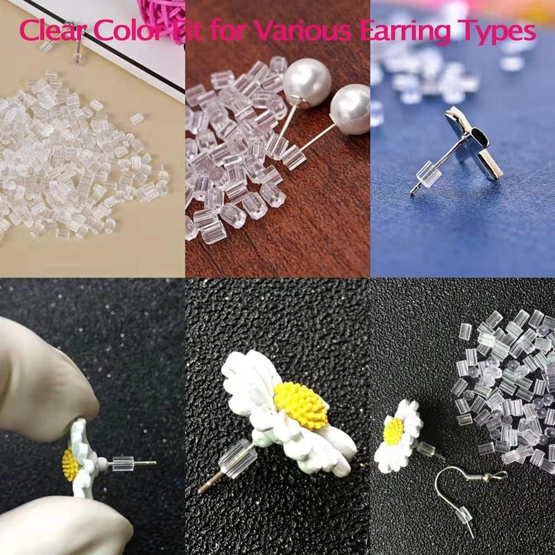 NEoogod Silicone Earring Backs, 200PCS Soft Clear Rubber Earring Backs Replacements for Droopy Ears/Studs/Heavy Earring,Hypoallergenic - Image 4