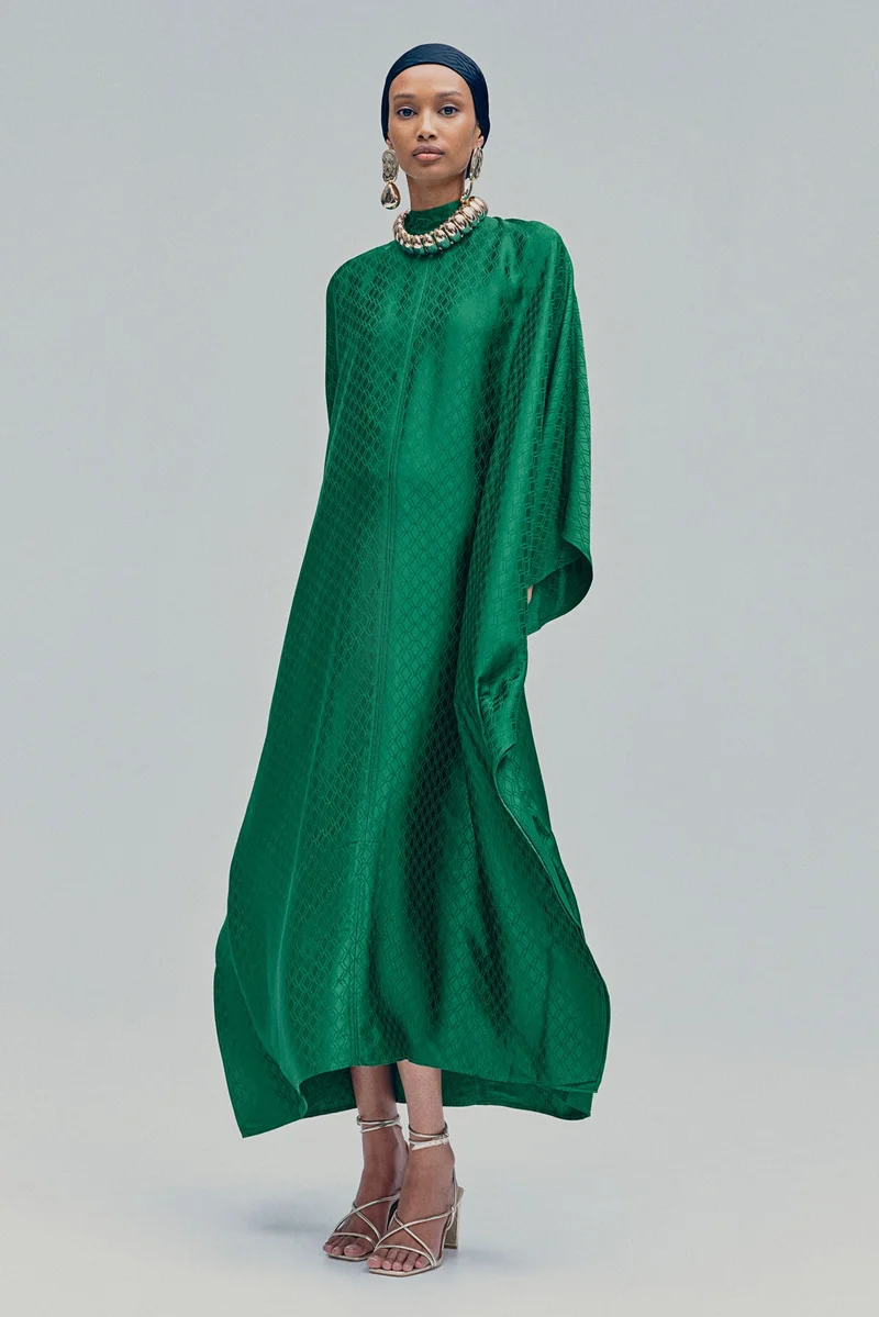 اتش اند ام فستان قفطان منسوج من الجاكار