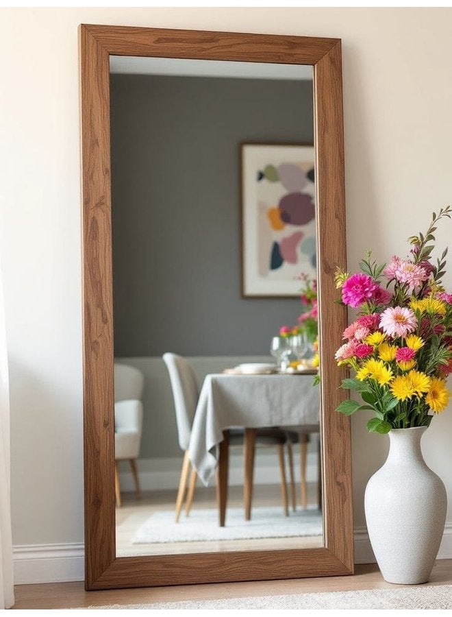 Art Wood Stand Mirrors Brown  3X175X75 Cm 