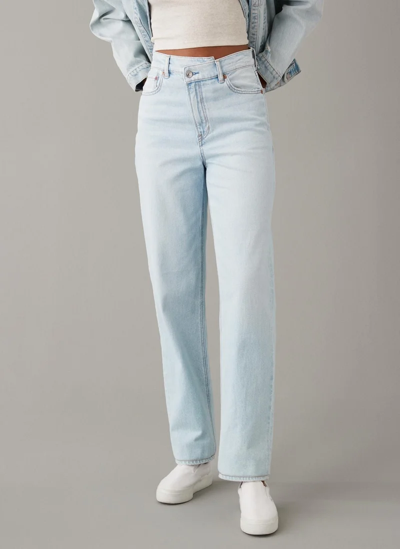 American Eagle Highest Waist Crossover Baggy Straight  Jeans