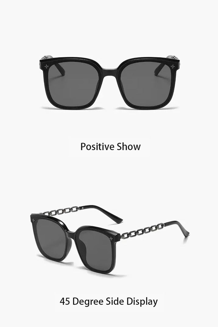  المانجا الصينية ترف كبير الإطار سلسلة الساق نظارات شمسية واقية من الشمس ، uv400 النظارات الشمسية العصرية ، ومناسبة للسفر في الهواء الطلق مع الشارع بالرصاص - Image 2