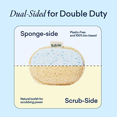 BLUELAND Scrub Sponge, 3-Pack, Dual-Sided Dish Loofah, Plastic-Free, Plant-Based Kitchen Scrubbing Non-Scratch - Image 5