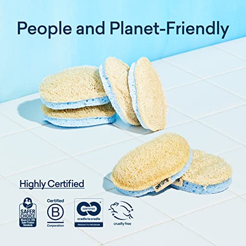 BLUELAND Scrub Sponge, 3-Pack, Dual-Sided Dish Loofah, Plastic-Free, Plant-Based Kitchen Scrubbing Non-Scratch - Image 4