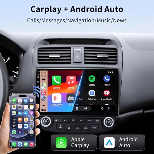 GTVFS Car Stereo for Honda Accord 2003-2007, Android 14 Head Unit 2G+64G 10.1'' Touchscreen, Wireless CarPlay & Android Auto, GPS Navigation, Bluetooth, 5G WiFi, 1080P Backup Camera, Steering Wheel Control - Image 3