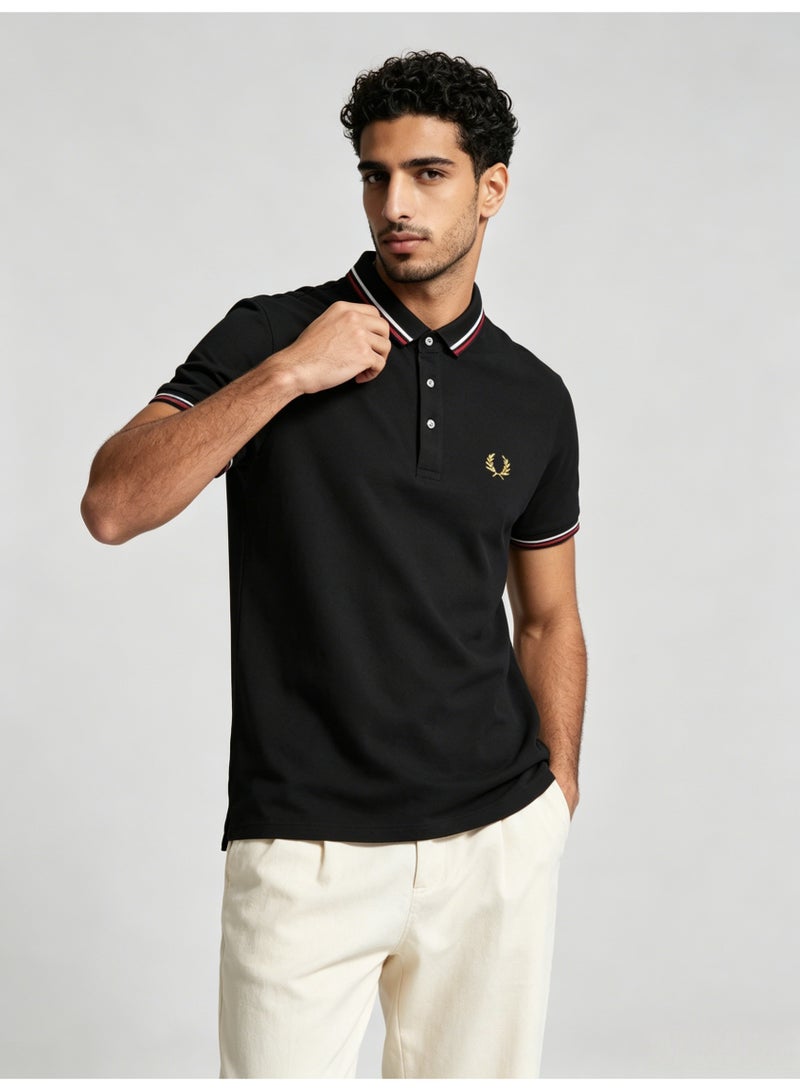 فريد بيري FRED PERRY retro striped Polo shirt men's summer beaded cotton lapel short sleeve business casual breathable top - Image 1