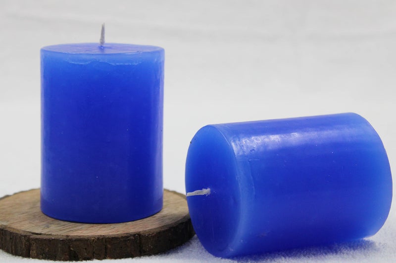 atorakushon® Paraffin Wax Smokeless Scented 2.5"X3" Tall Pillar Candle for Any Decoration Pack of 2 (Blue) - Image 2