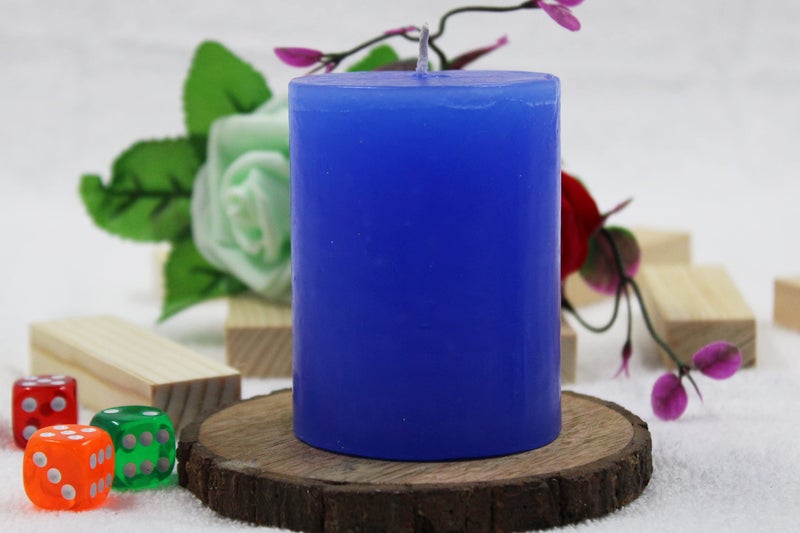 atorakushon® Paraffin Wax Smokeless Scented 2.5"X3" Tall Pillar Candle for Any Decoration Pack of 2 (Blue) - Image 4