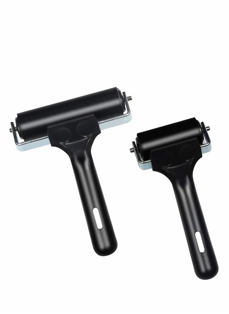 2Pcs Rubber Roller Brayer Rollers Glue Roller for Ink Paint Block Stamping, Printmaking Wallpaper and Arts & Crafts Soft Rubber Brayer Roller for Printmaking Wallpaper - Image 1