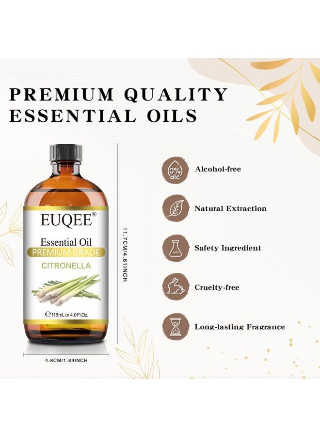 EUQEE Citronella Essential Oil, 118ml Large Gift Box Pure Citronella Oil with Glass Dropper for Candle Making, Diffuser, Humidifier - 4 fl oz. - Image 4