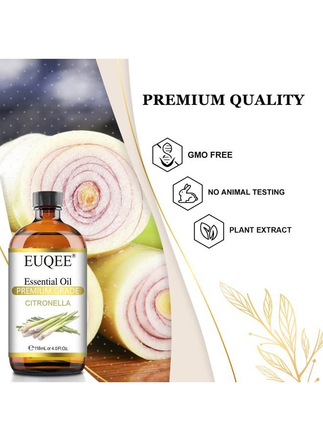 EUQEE Citronella Essential Oil, 118ml Large Gift Box Pure Citronella Oil with Glass Dropper for Candle Making, Diffuser, Humidifier - 4 fl oz. - Image 3