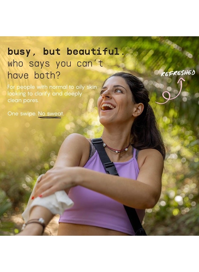 BUSYCO مناديل الجسم المنعشة للنساء - مناديل غسيل الجسم الكبيرة المنظفة - سميكة ورطبة إضافية - مناديل عرق الإبط لرائحة الجسم - بدون شطف، بدون دش - حمضيات طازجة - زهرة الأرنيكا، الفحم، وحمض الجليكوليك - Image 5