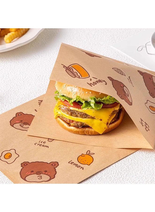 150 قطعة أكياس ورقية للسندويشات، أكياس الغداء، أكياس ورقية كرافت، ورق مطبخ قابل لإعادة التدوير، ورق تغليف كرافت مسطح مقاس 18 سم × 18 سم، أغلفة برجر للوجبات الخفيفة والكعك والخبز - Image 2