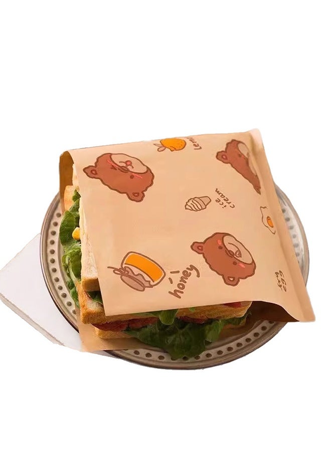 150 قطعة أكياس ورقية للسندويشات، أكياس الغداء، أكياس ورقية كرافت، ورق مطبخ قابل لإعادة التدوير، ورق تغليف كرافت مسطح مقاس 18 سم × 18 سم، أغلفة برجر للوجبات الخفيفة والكعك والخبز - Image 1