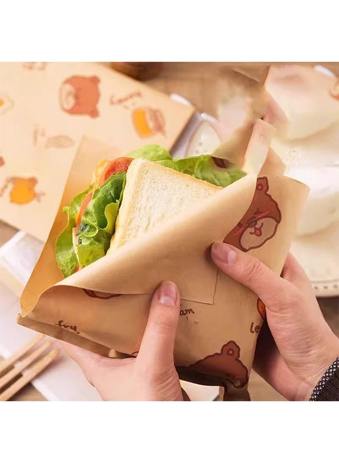 150 قطعة أكياس ورقية للسندويشات، أكياس الغداء، أكياس ورقية كرافت، ورق مطبخ قابل لإعادة التدوير، ورق تغليف كرافت مسطح مقاس 18 سم × 18 سم، أغلفة برجر للوجبات الخفيفة والكعك والخبز - Image 4