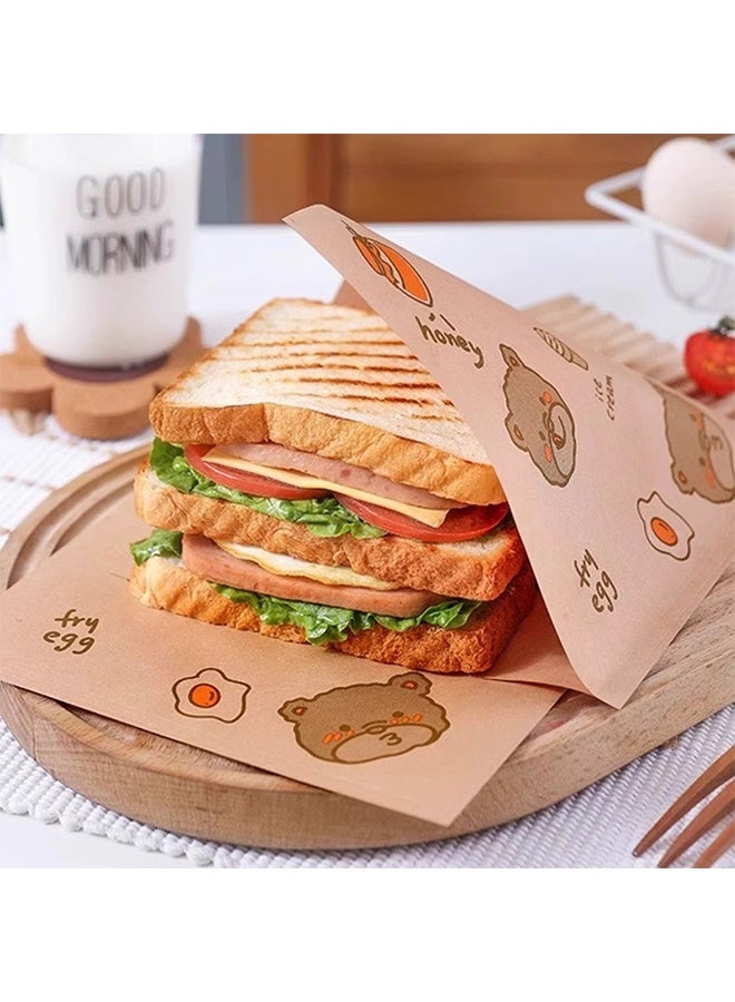 150 قطعة أكياس ورقية للسندويشات، أكياس الغداء، أكياس ورقية كرافت، ورق مطبخ قابل لإعادة التدوير، ورق تغليف كرافت مسطح مقاس 18 سم × 18 سم، أغلفة برجر للوجبات الخفيفة والكعك والخبز - Image 3