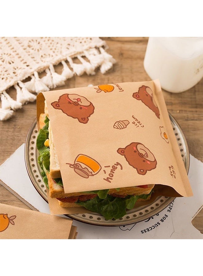 150 قطعة أكياس ورقية للسندويشات، أكياس الغداء، أكياس ورقية كرافت، ورق مطبخ قابل لإعادة التدوير، ورق تغليف كرافت مسطح مقاس 18 سم × 18 سم، أغلفة برجر للوجبات الخفيفة والكعك والخبز - Image 5