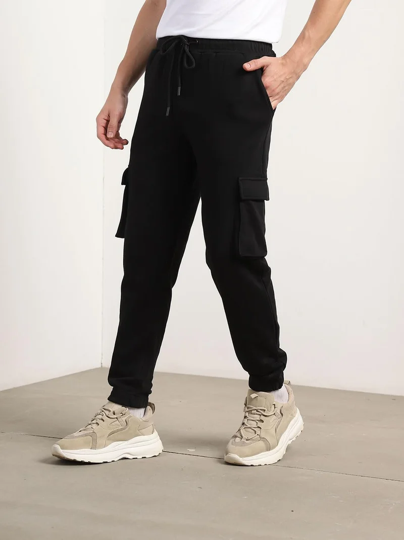 NOBERO  Men's Black Cargo Jogger Sweatpants for Men | Best Price UAE