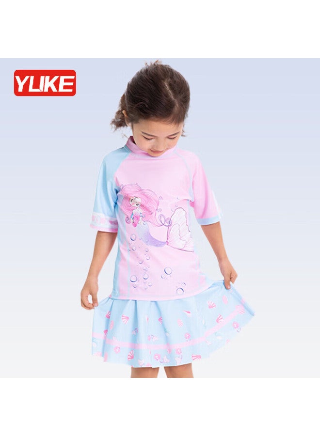 Yuke Children's Swimsuit For Girls, Two-piece Skirted Swimwear For Small To Big Kids, Cartoon Sports Girls' Swimsuit - Image 3