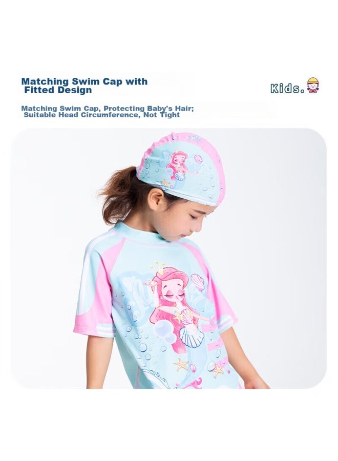 Yuke Children's Swimsuit For Girls, Two-piece Skirted Swimwear For Small To Big Kids, Cartoon Sports Girls' Swimsuit - Image 1