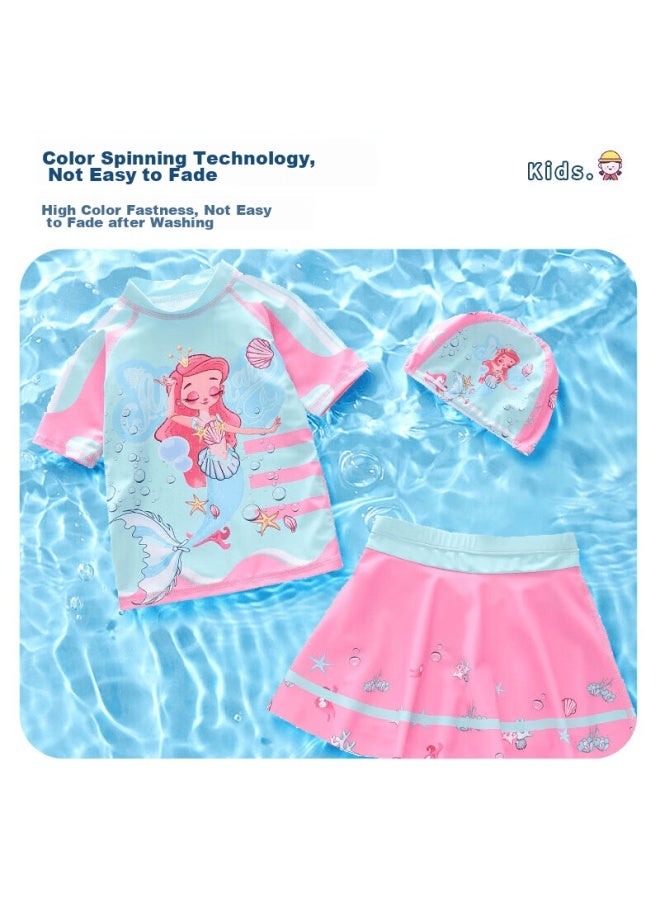 Yuke Children's Swimsuit For Girls, Two-piece Skirted Swimwear For Small To Big Kids, Cartoon Sports Girls' Swimsuit - Image 2