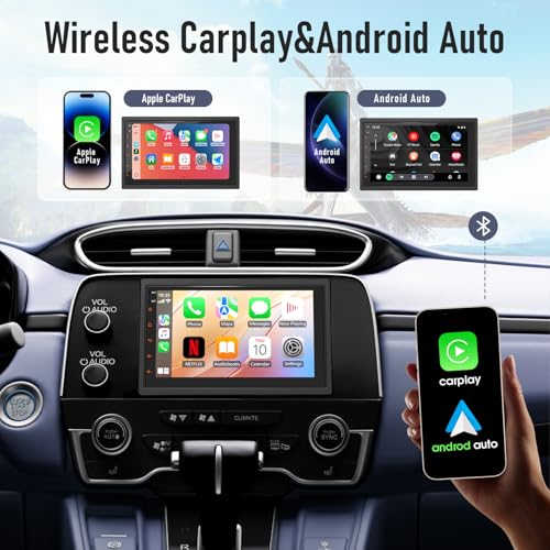 Haudio 7" Double Din Car Stereo with Wireless Apple CarPlay & Android Auto, Touchscreen Car Radio with Bluetooth 4.1, Mirror Link, GPS Navigation, WiFi, Voice Control, 2+32GB, FM Radio - No Camera - Image 2