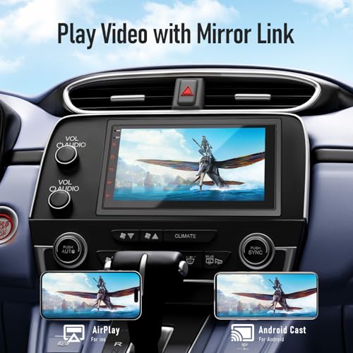 Haudio 7" Double Din Car Stereo with Wireless Apple CarPlay & Android Auto, Touchscreen Car Radio with Bluetooth 4.1, Mirror Link, GPS Navigation, WiFi, Voice Control, 2+32GB, FM Radio - No Camera - Image 3