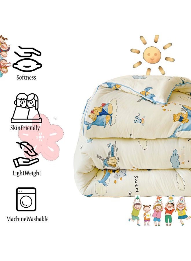 MorroMorn Super Soft Comforters Queen Size Bed Set, 3 PCS Bedding Sets - Thick Fluffy Comforter with 2 Pillowcases for Girls Boys Kids, Lightweight Blanket Warm Cozy for Fall Winter (Whale Dream) - Image 5