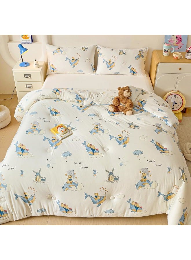 MorroMorn Super Soft Comforters Queen Size Bed Set, 3 PCS Bedding Sets - Thick Fluffy Comforter with 2 Pillowcases for Girls Boys Kids, Lightweight Blanket Warm Cozy for Fall Winter (Whale Dream) - Image 1