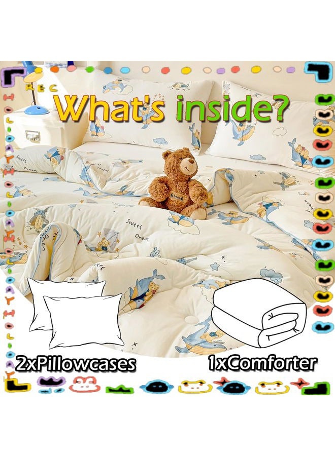 MorroMorn Super Soft Comforters Queen Size Bed Set, 3 PCS Bedding Sets - Thick Fluffy Comforter with 2 Pillowcases for Girls Boys Kids, Lightweight Blanket Warm Cozy for Fall Winter (Whale Dream) - Image 2