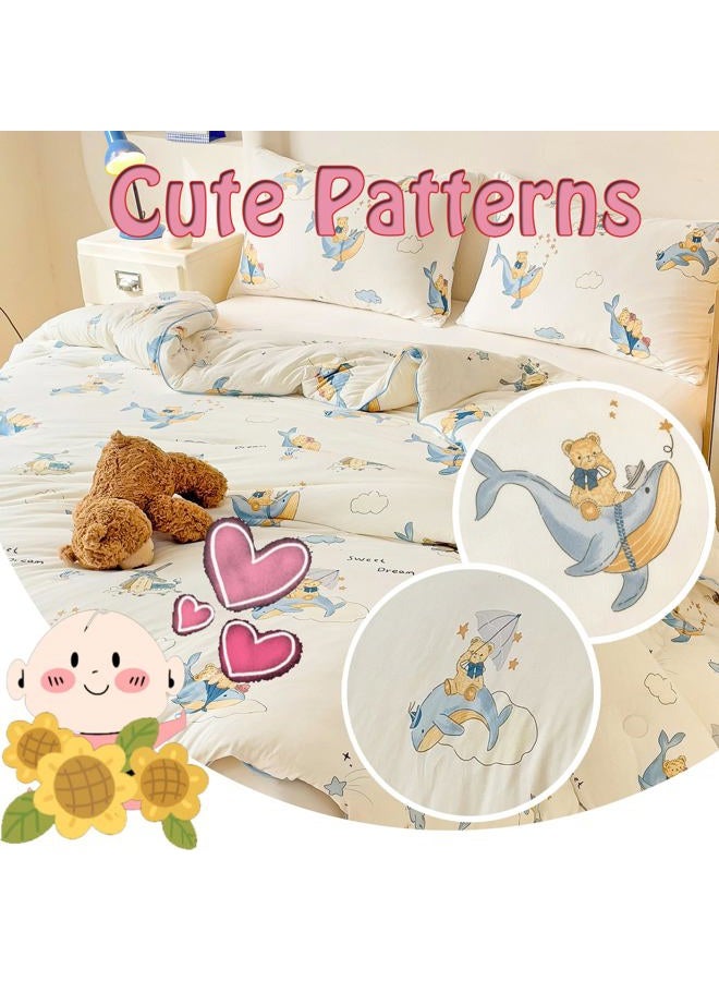 MorroMorn Super Soft Comforters Queen Size Bed Set, 3 PCS Bedding Sets - Thick Fluffy Comforter with 2 Pillowcases for Girls Boys Kids, Lightweight Blanket Warm Cozy for Fall Winter (Whale Dream) - Image 4