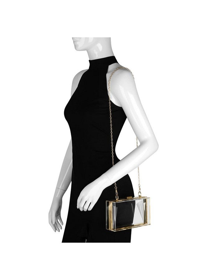 Linkidea Women Clear Purse Acrylic Box Evening Clutch Bag Transparent Lady Wedding Party Shoulder Crossbody Handbag With Replacement Chain Strap 2 Packs - Image 2