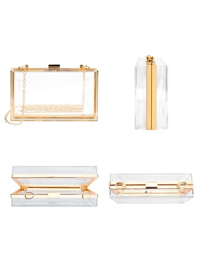 Linkidea Women Clear Purse Acrylic Box Evening Clutch Bag Transparent Lady Wedding Party Shoulder Crossbody Handbag With Replacement Chain Strap 2 Packs - Image 4